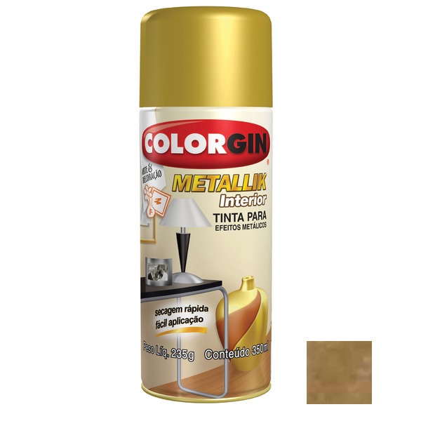 Tinta Spray Efeito Ouro Metálico Colorgin 235gr