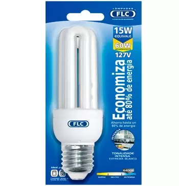 Lâmpada Eletrônica Fluorecente Branca FLC 15W 2U 127 V